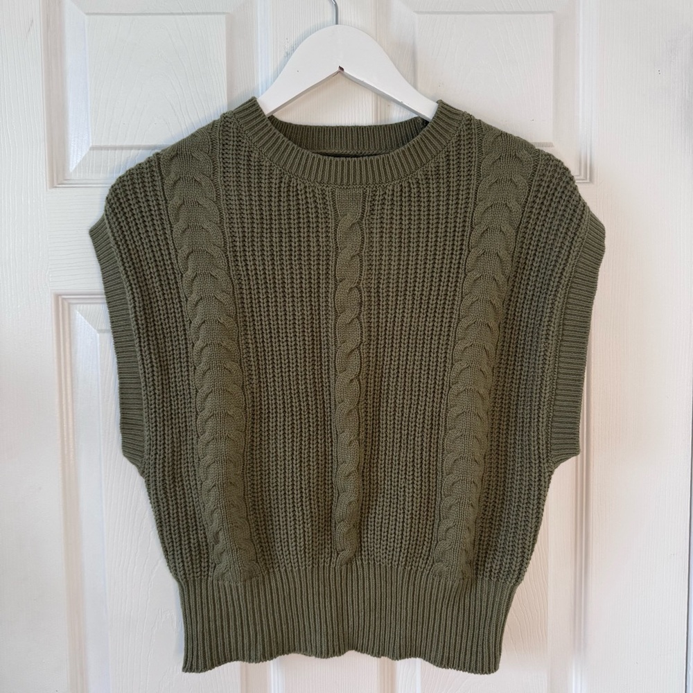Classic Olive Cable Knit Sweater Vest